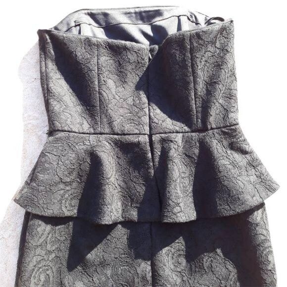 Vintage WHBM 80's Cocktail Structured Strapless Lace Peplum Dress Black Sz 4 - Picture 12 of 13